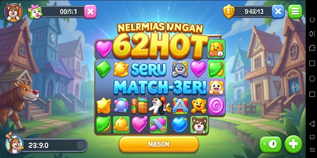 Tampilan gameplay seru 62HOT yang penuh warna.