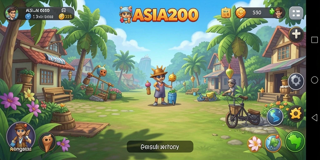 Tampilan gameplay ASIA200 yang ceria dan menghibur.
