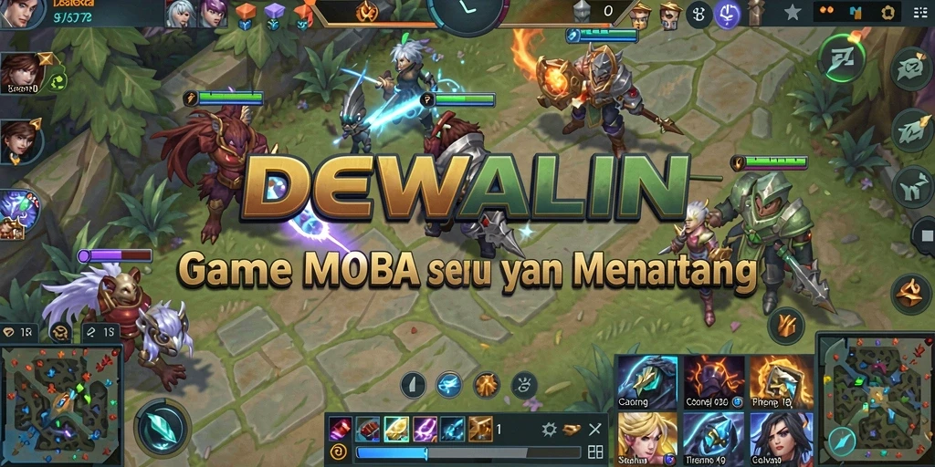 Screenshot DEWALIN menampilkan pertarungan seru di arena MOBA.
