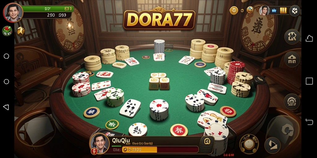 Tampilan menarik dari gameplay DORA77 dengan fitur QiuQiu.
