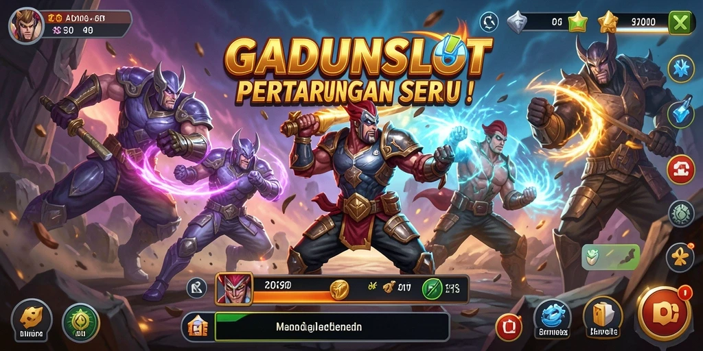 Menampilkan gameplay seru dari pertarungan di GADUNSLOT.