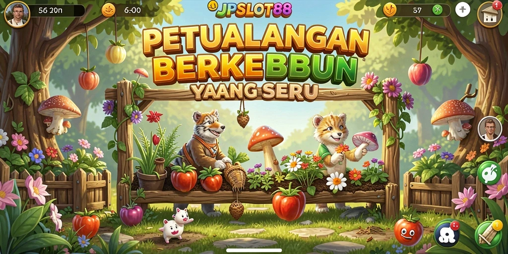 Gameplay menarik di <strong>JPSLOT88</strong> menampilkan kebun yang penuh warna.