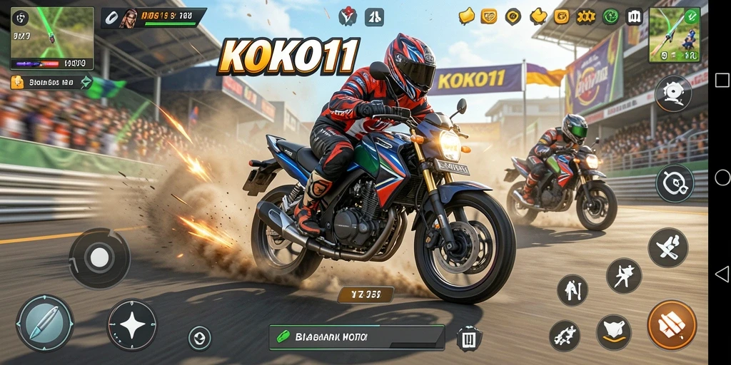 Tampilan aksi balapan motor yang menegangkan di KOKO11.