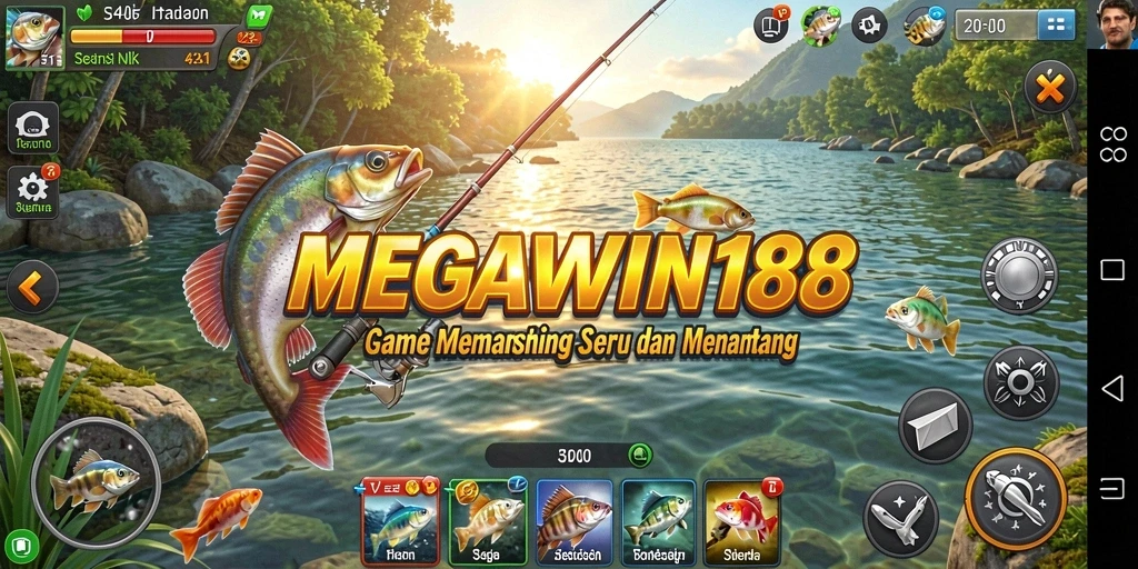 Gameplay seru dalam MEGAWIN188 saat menangkap ikan.