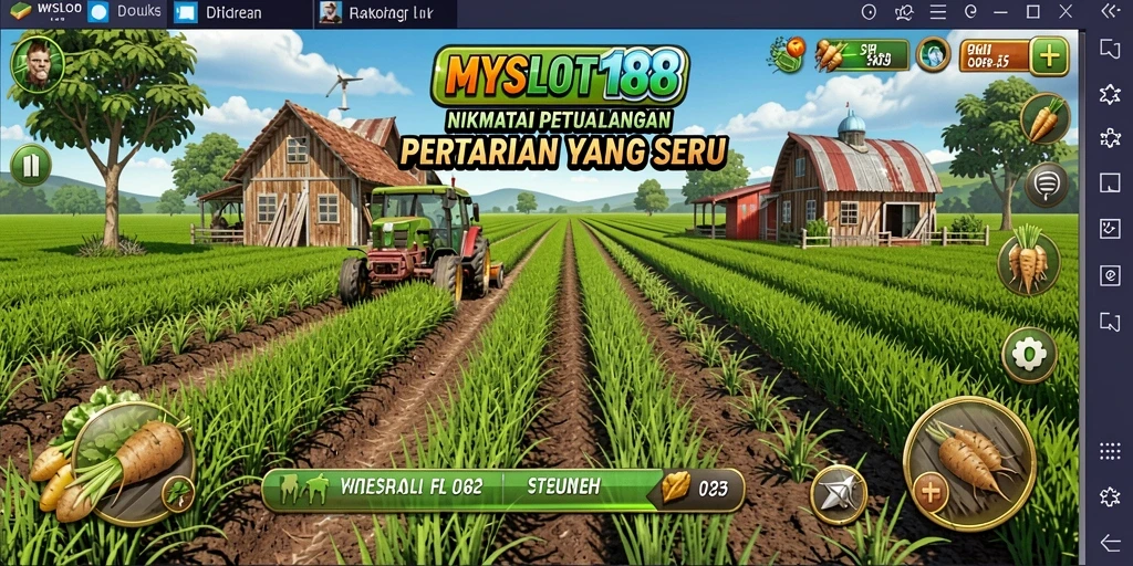 Tampilan screenshot MYSLOT188 yang menarik dengan aktivitas pertanian.