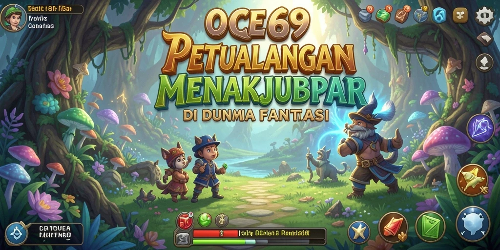 Screenshot gameplay OCE69 dengan pemandangan yang menakjubkan dari dunia fantasi.