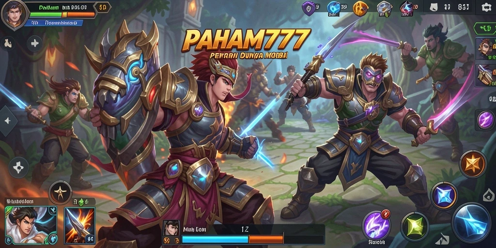 Tampilan aksi seru dalam pertarungan MOBA PAHAM777.