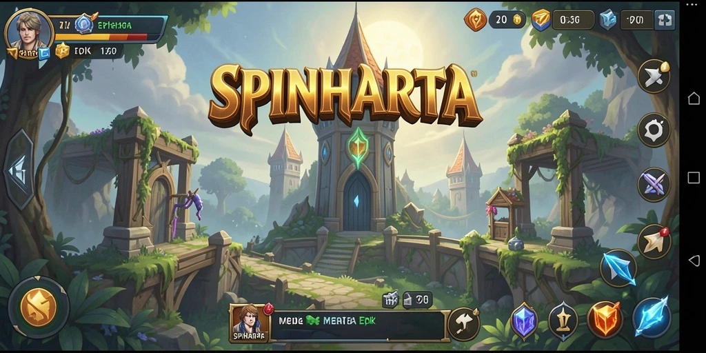 Gameplay SPINHARTA yang penuh aksi dan strategi Tower Defense.