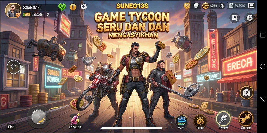 Screenshot SUNEO138 menunjukkan berbagai bisnis yang dikelola pemain.